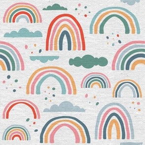Rainbow BoHo Summer Fabric Cute Baby Fabric Linen Texture Background