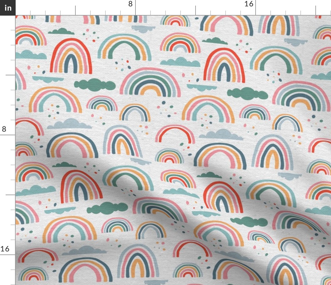 Rainbow BoHo Summer Fabric Cute Baby Fabric Linen Texture Background