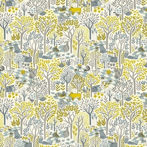 Picnic in the Woods (blue and yellow) (small)