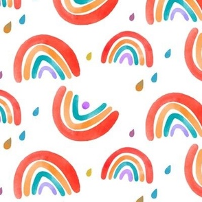 Rainbow Watercolor Boho Cute Baby Kids Summer Fabric