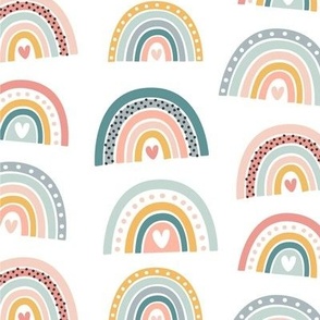 Rainbow BoHo Hearts Neutral Colors Baby Fabric