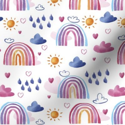Rainbow Watercolor Cute Fun Kids Baby Fabric