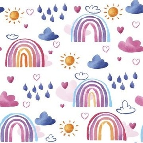 Rainbow Watercolor Cute Fun Kids Baby Fabric