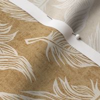 White Feathers On Gold Kraft Paper Background