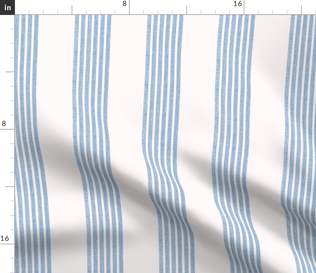 6 stripes in linen BLUE-Large