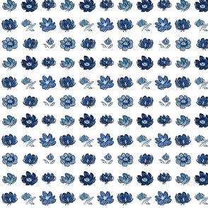 English Country Blue Watercolor Wildflower Pattern (Small Pattern)