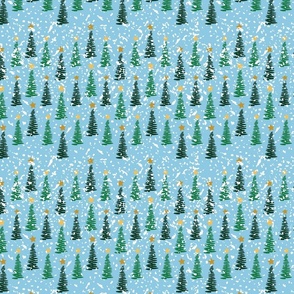 Snowy Christmas Tree Forest Landscape