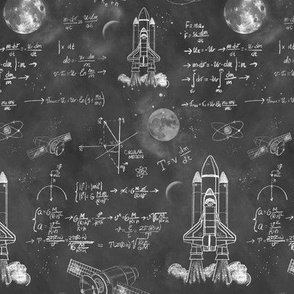 Small Scale Chalkboard Formulas for Space Travel by Brittanylane