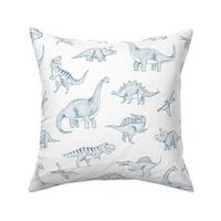 3 inch // Hand drawn dinosaurs in blue boys bedroom