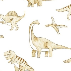 3 inch // Sketched Dinosaurs in Golden Yellow T Rex