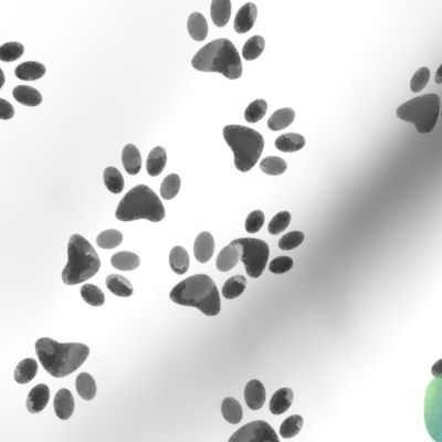 Pawprints in Black and White and Color