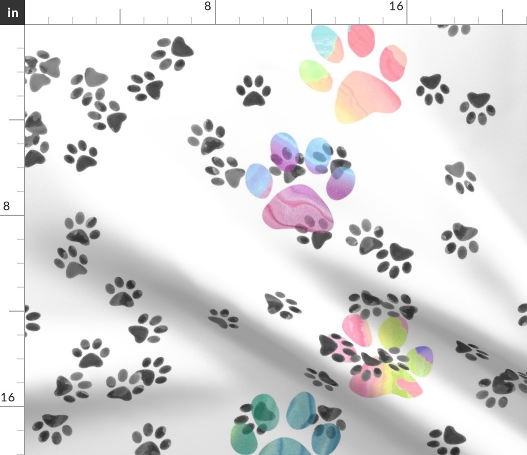 Pawprints in Black and White and Color