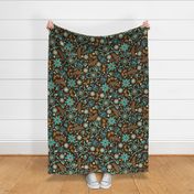 Boho Paisley Country Meadow VIX on Brown  