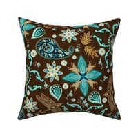 Boho Paisley Country Meadow VIX on Brown  