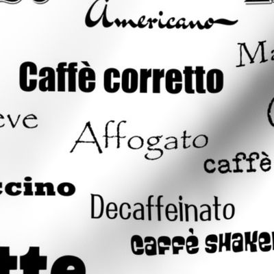 Italian coffees black on white