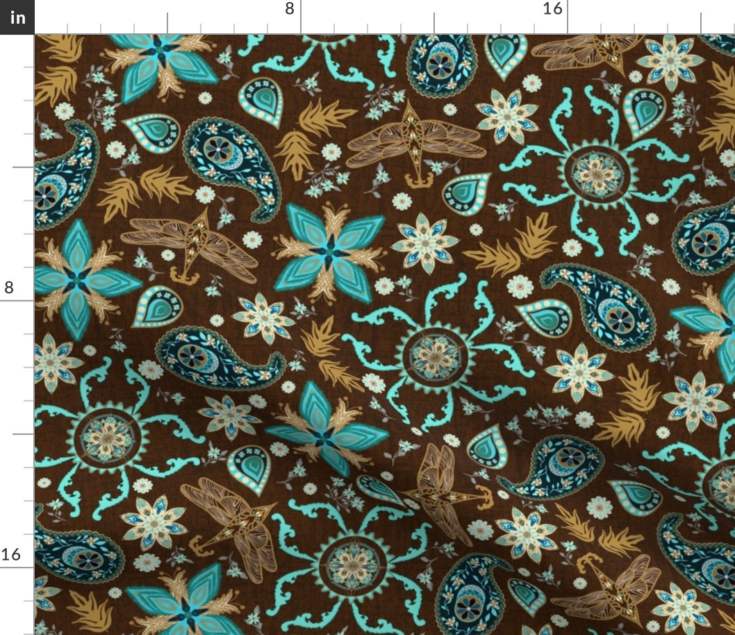 Boho Country Meadow on Brown vIX - med