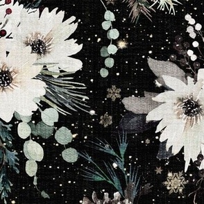Winter Floral Fabric, Wallpaper and Home Decor | Spoonflower
