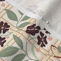 Medium Art and Crafts Trellis Inspired By William Morris with Cream Background