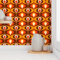 Retro 70s Ogee ovals orange brown medium