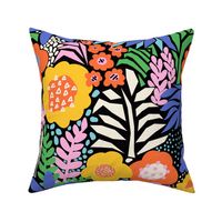 V1 Modern Bright Florals On Black - Medium