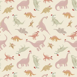 Tossed Christmas Dinosaurs for girls in pastel