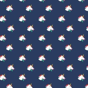 Sweet kawaii unicorn faces with long hair and magical horn kids fantasy dreams in red green blue navy SMALL