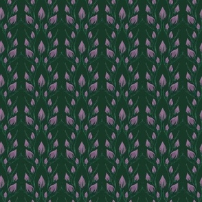 Magic Garden // Rose Button // Normal Scale // Dark Green Background // Small Leaves // Nature Vibes