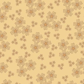 Meadow Botanic // Normal Scale // Saffron Background // Baby Flowers // 60s Style // 70s Style // Neutral Boho Vibe