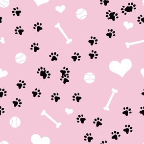 Puppy Run Pink Dog Pattern - Large Scale