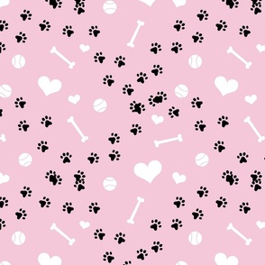 Puppy Run Pink Dog Pattern - Medium Scale