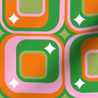 Seventies Block Geometric - in pink, orange, and green 