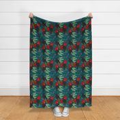 Tropical Chupacabra Aesthetic Cryptid Pattern For Cryptozoologists On Dark Teal Background