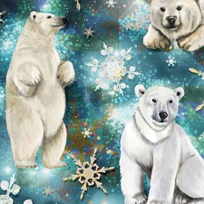 Polar Bear Winter Teal Sparkle-01