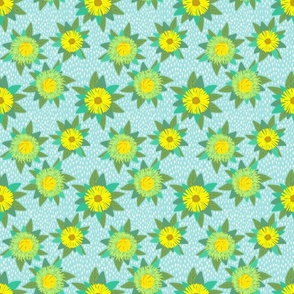Yellow Flower MEDIUM 6x6- Blue