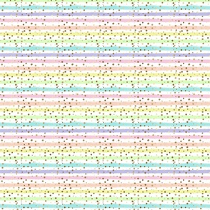 Small Repeat-Pastel Rainbow  Painted  Stripes and Gold Dots 