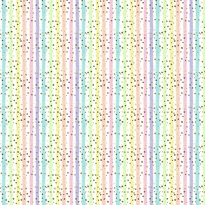 Small Repeat-Pastel Rainbow  Painted  Vertical Stripes and Gold Dots