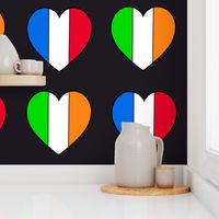 Irish French Flag hearts on black 