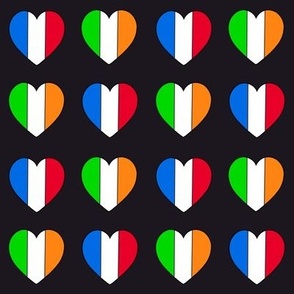 Irish French Flag hearts on black 