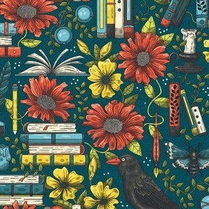Books and Flowers, Dark Library / Small Scale