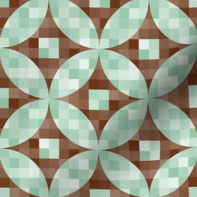 Small scale • Mid-century modern menta green & brown