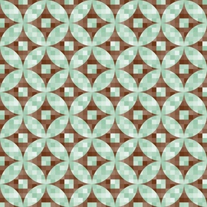 Small scale • Mid-century modern menta green & brown