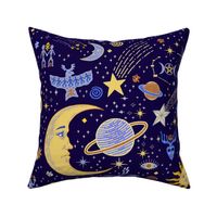 Celestial Space Magic Sky - Design 13407319 - Navy Orange Yellow