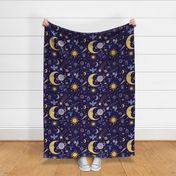 Celestial Space Magic Sky - Design 13407319 - Navy Orange Yellow