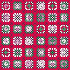 Granny Squares - Medium - Christmas Edition Red