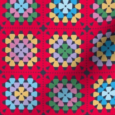 Granny Squares - Medium - Red