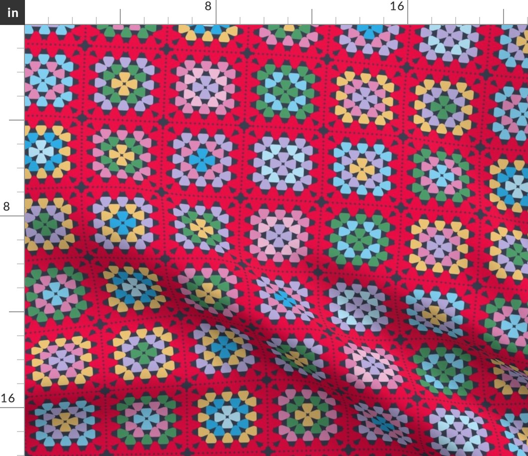 Granny Squares - Medium - Red