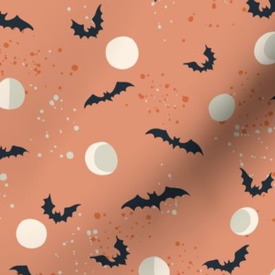 Halloween Bat Night Moon Phases - Pumpkin