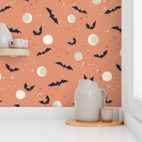 Halloween Bat Night Moon Phases - Pumpkin