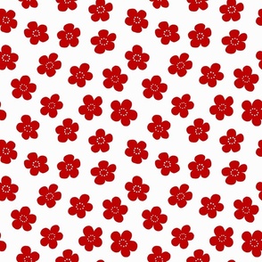 Simple Retro Flowers  - Red - small
