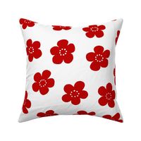 Simple Retro Flowers - Red -  medium